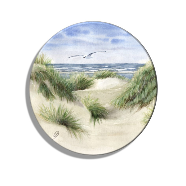 Fridge magnet with bottle opener  Watercolor Maritime Art Print Denmark North Sea Baltic Sea Dune Dunes Beach Seagull Seagulls